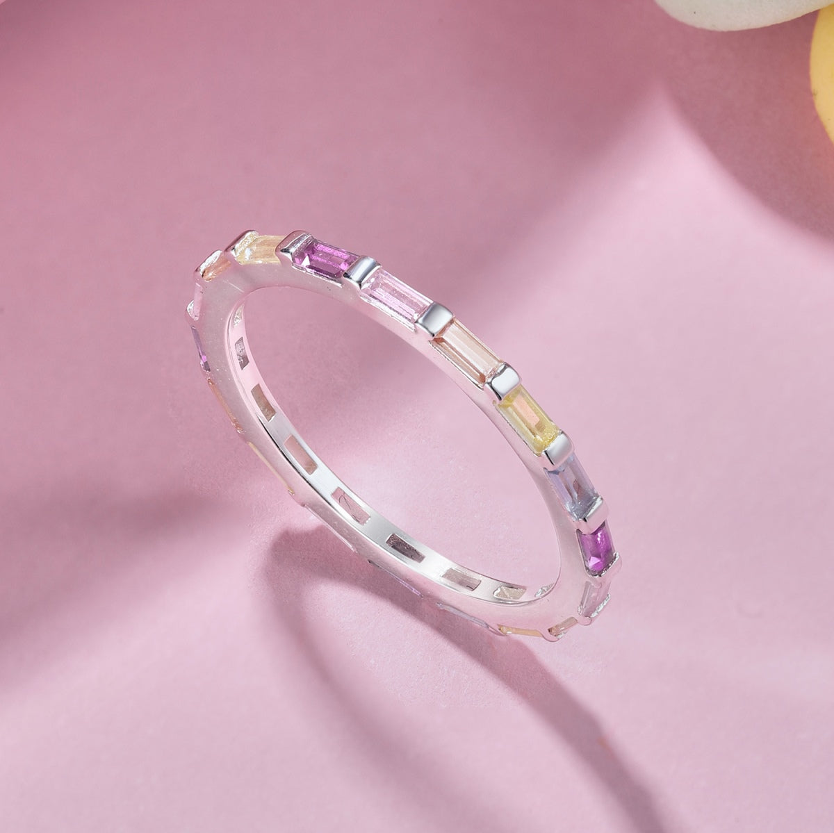 [AURORA]Exquisite Multicolored Emerald Cut Daily Ring