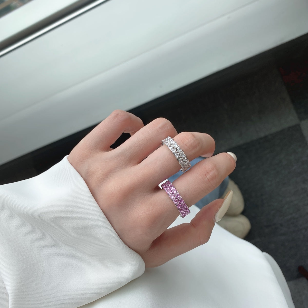 [AURORA]Sparkling Full Heart Ring
