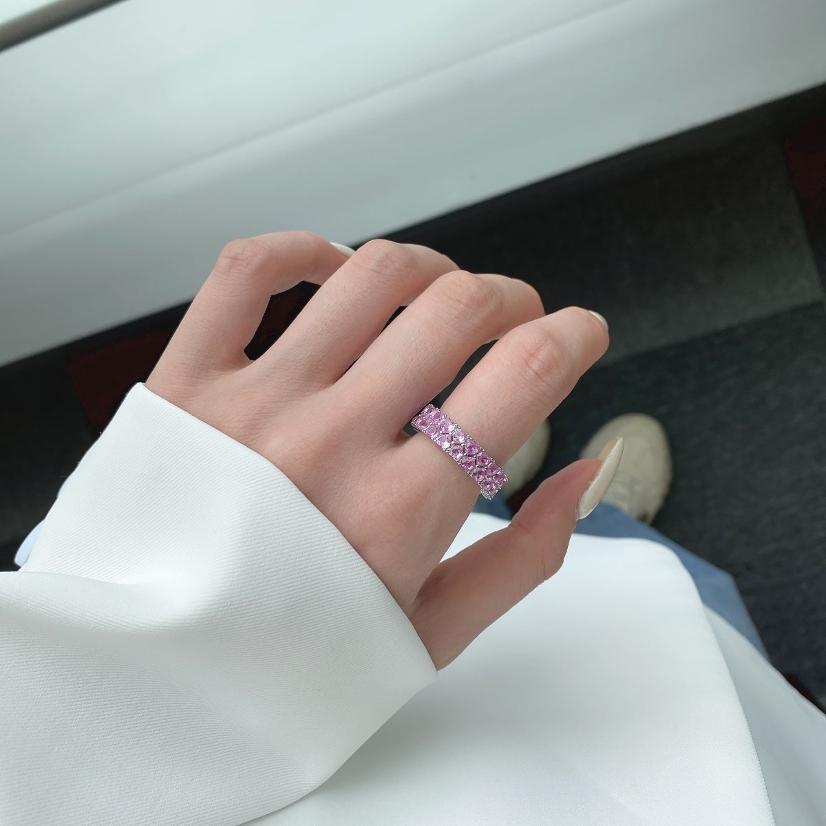 [AURORA]Sparkling Full Heart Ring
