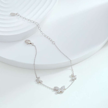 [AURORA]Delicate Butterfly Pendant Bracelet