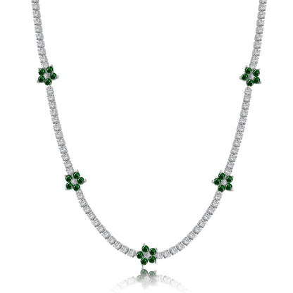 [AURORA]Luxurious Colorful Flower Tennis Necklace