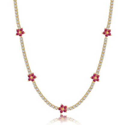 [AURORA]Luxurious Colorful Flower Tennis Necklace