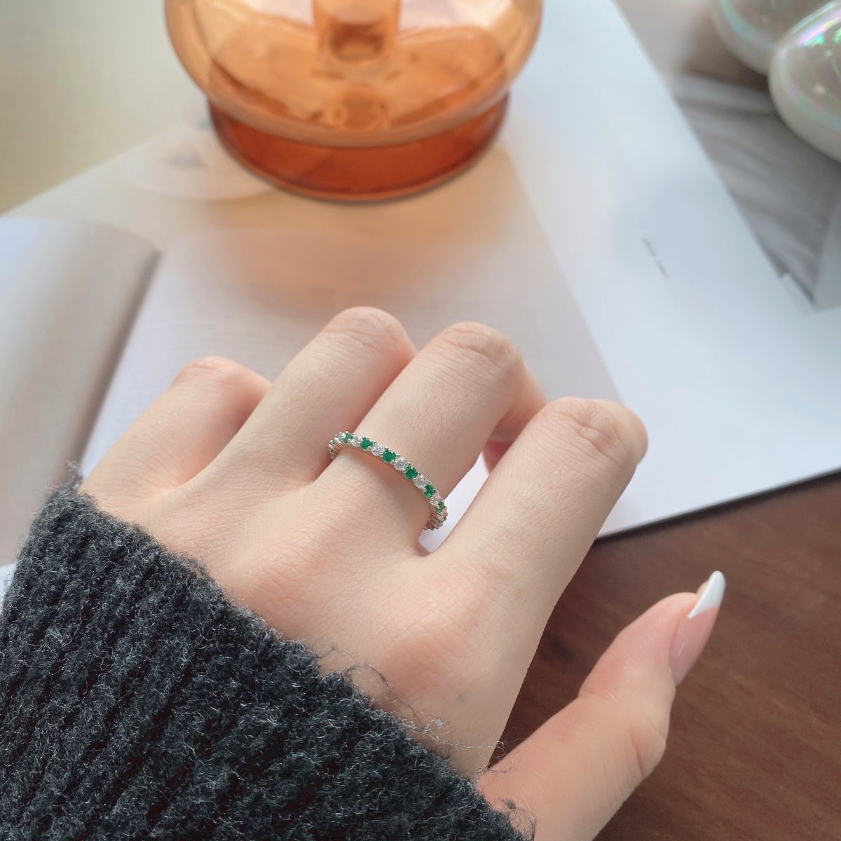 [AURORA]Exquisite Colorful Round Cut Tennis Ring