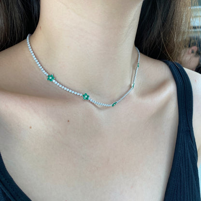 [AURORA]Luxurious Colorful Flower Tennis Necklace