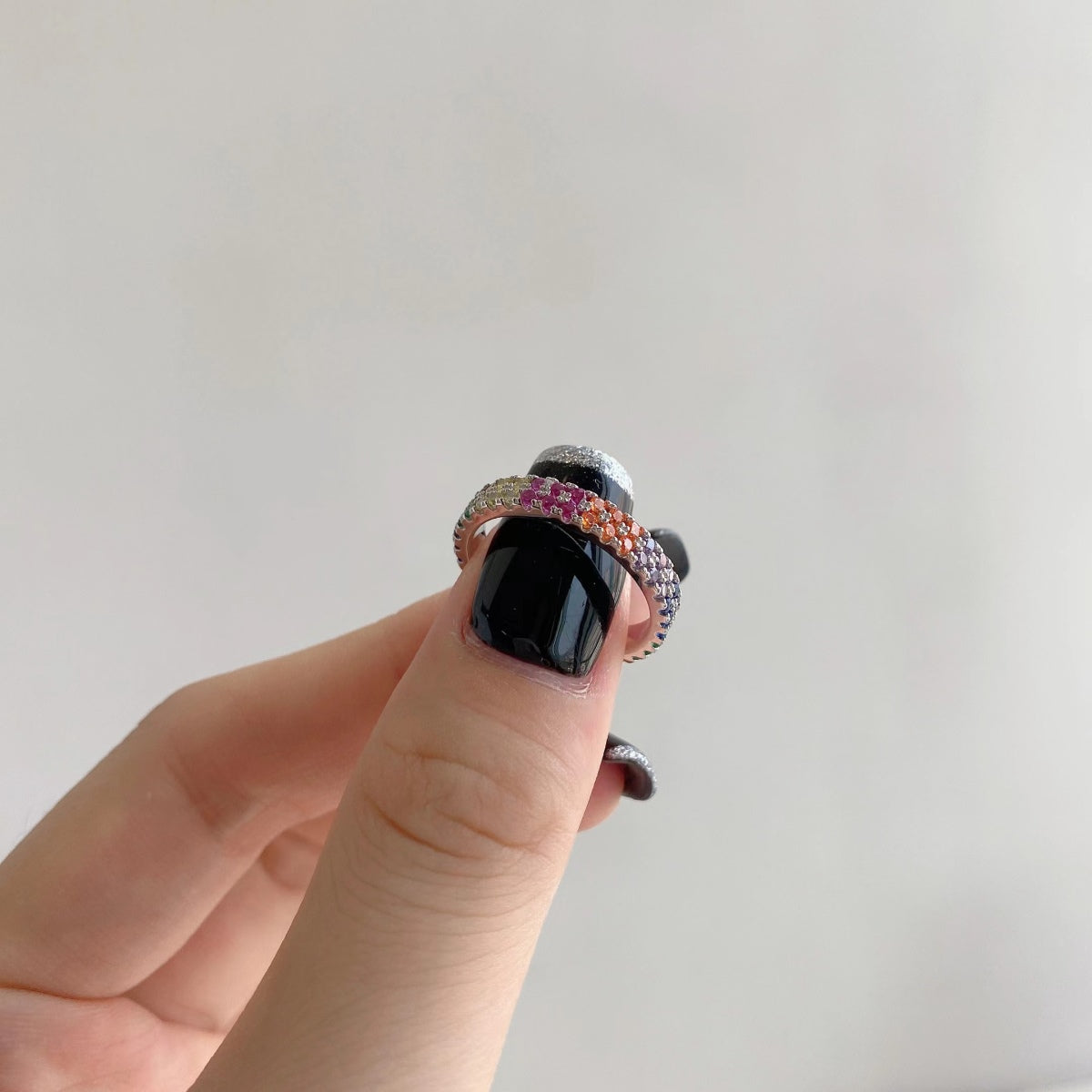 [AURORA]Unique Colorful Round Cut Tennis Ring