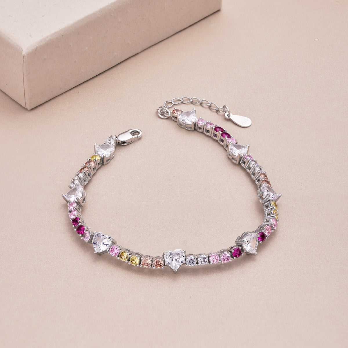 [AURORA]Romantic Heart Shape Round Cut Lover Bracelet