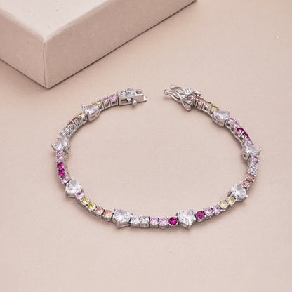 [AURORA]Romantic Heart Shape Round Cut Lover Bracelet