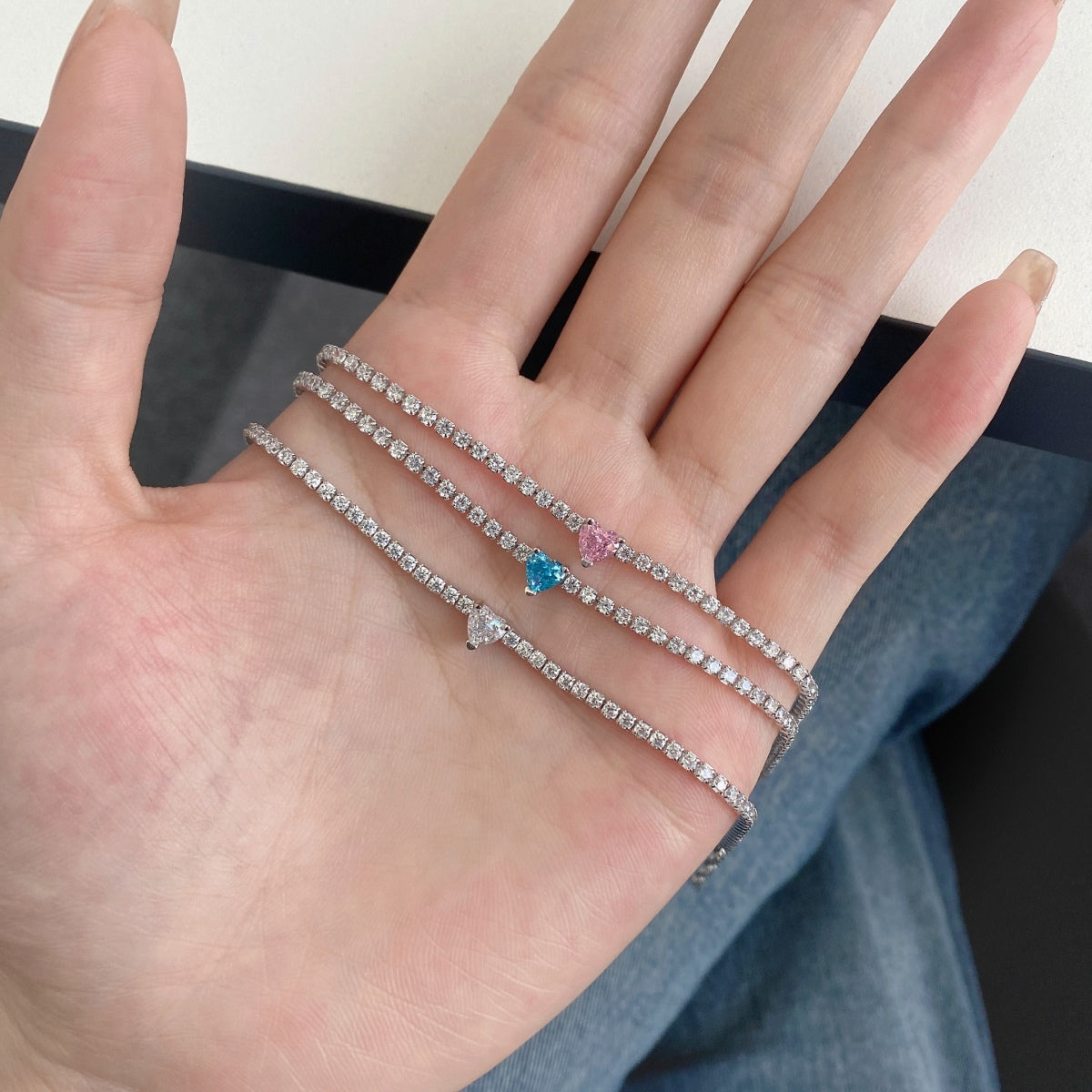 [AURORA]0.5 Carat Elegant Romantic Heart Shape Lover Bracelet