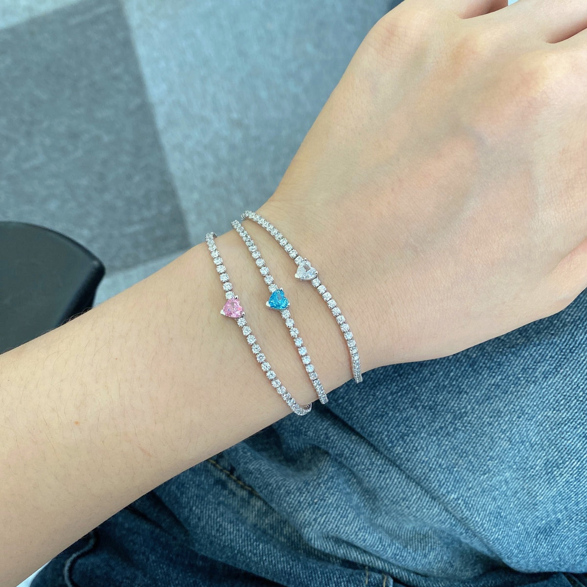 [AURORA]0.5 Carat Elegant Romantic Heart Shape Lover Bracelet