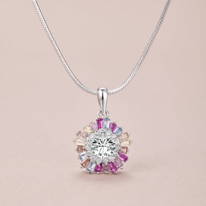 [AURORA]Enchanting Flower Colored Diamond Necklace