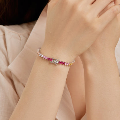 [AURORA]Luxurious Colorful Romantic Heart Shape Lover Bracelet