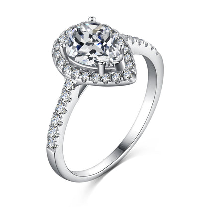 [AURORA]1.0 Carat Luxurious Resplendent Water Drop Shape Wedding Ring