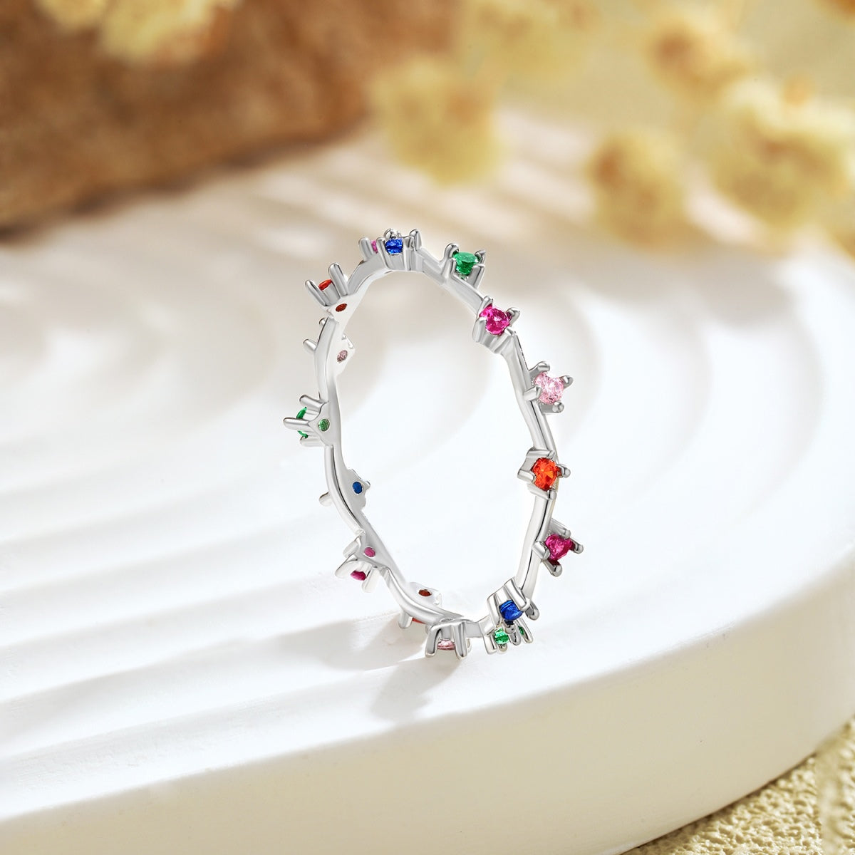 [AURORA]Radiant Colorful Round Cut Daily Ring