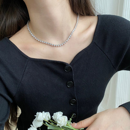 [AURORA]Ornate Heart Cut Tennis Necklace