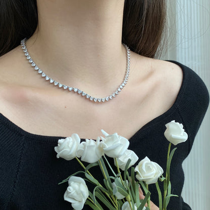 [AURORA]Ornate Heart Cut Tennis Necklace