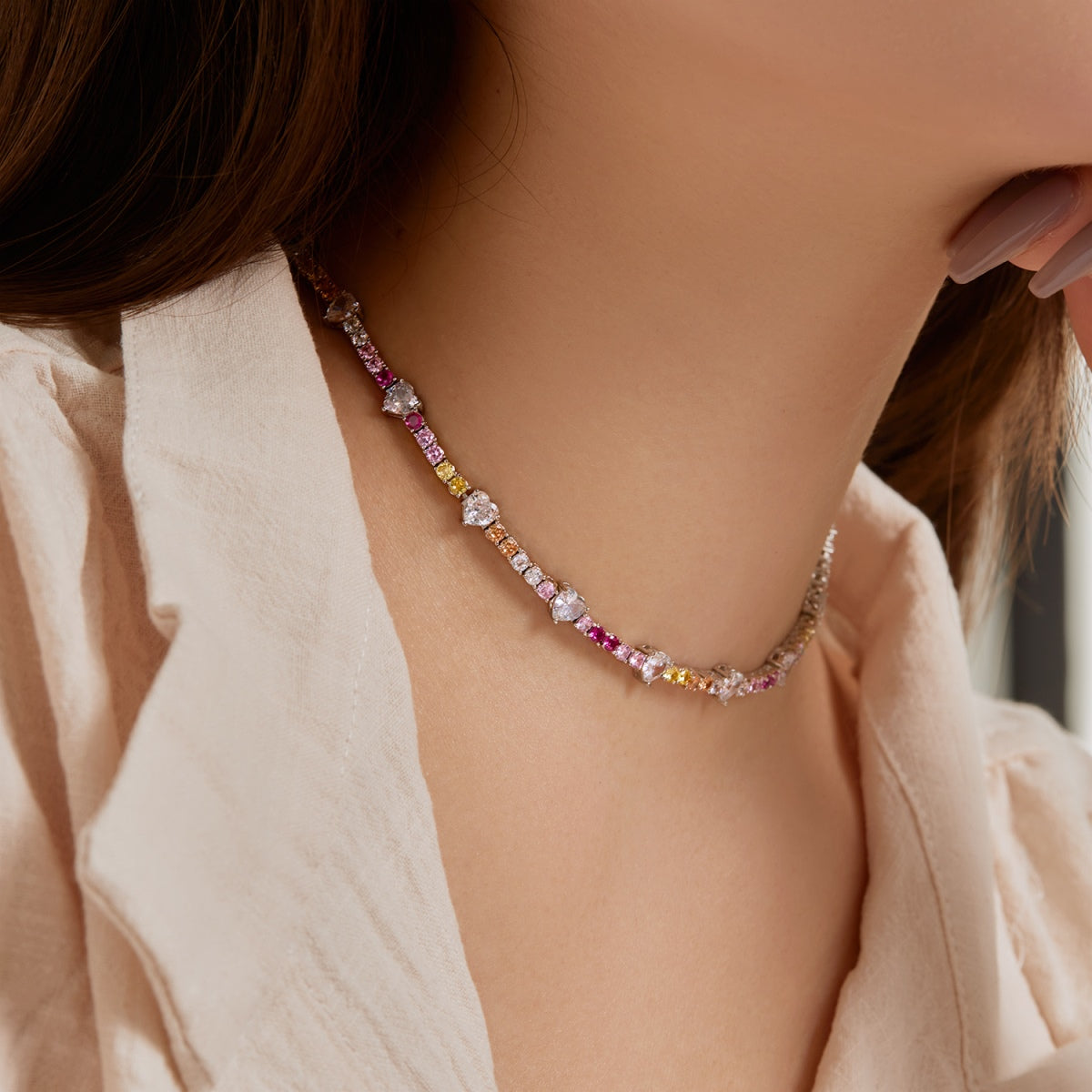 [AURORA]Delicate Colorful Rainbow Tennis Chain