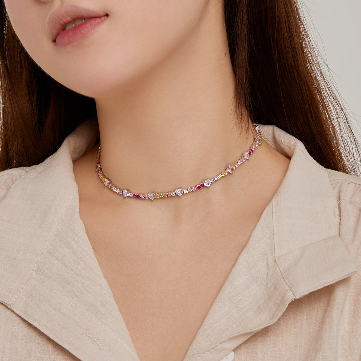 [AURORA]Delicate Colorful Rainbow Tennis Chain