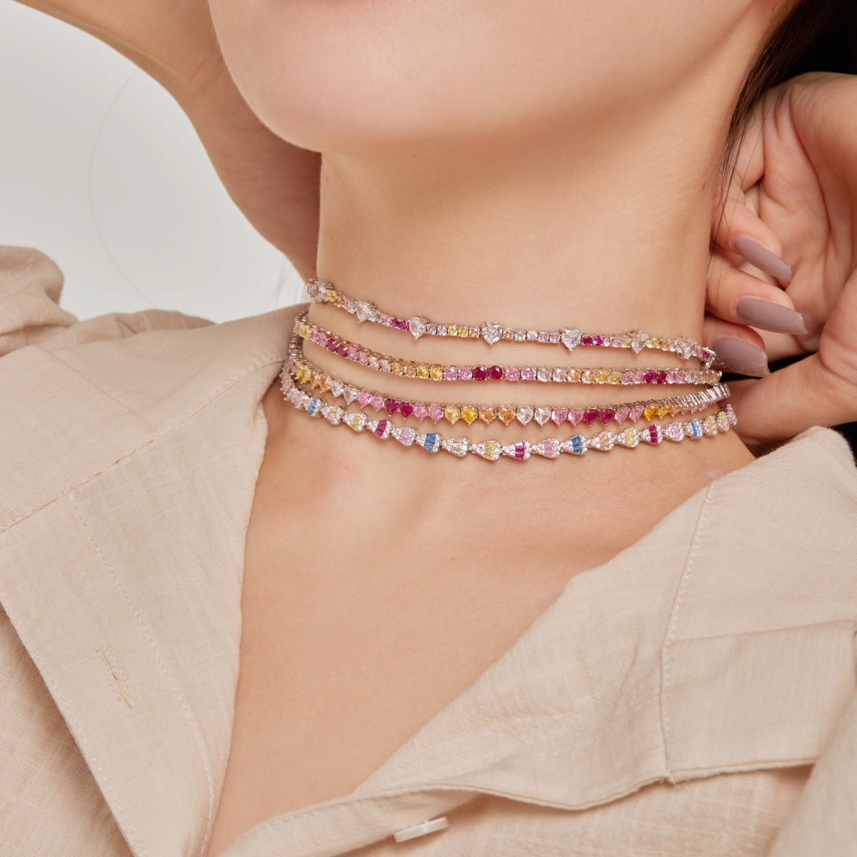 [AURORA]Delicate Colorful Rainbow Tennis Chain