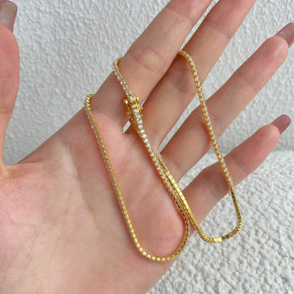 [AURORA]Delicate Round Shape Tennis Necklace