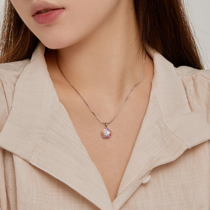 [AURORA]Enchanting Flower Colored Diamond Necklace