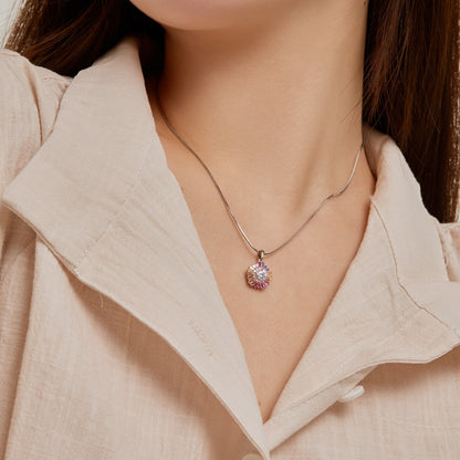 [AURORA]Enchanting Flower Colored Diamond Necklace