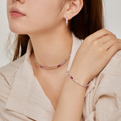 [AURORA]Delicate Colorful Tennis Necklace
