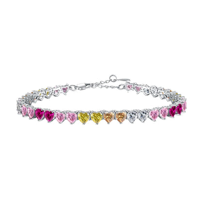 [AURORA]Luxurious Colorful Romantic Heart Shape Lover Bracelet