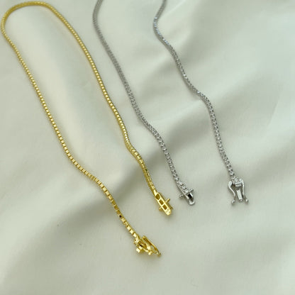 [AURORA]Delicate Round Shape Tennis Necklace