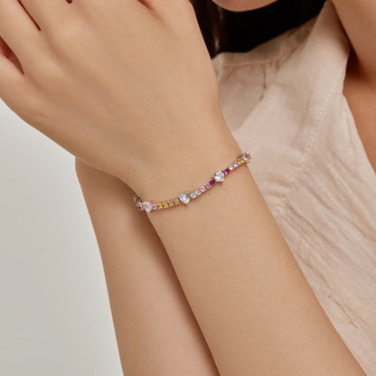 [AURORA]Romantic Heart Shape Round Cut Lover Bracelet
