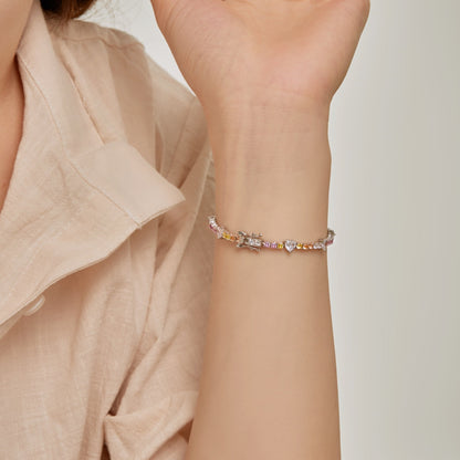 [AURORA]Romantic Heart Shape Round Cut Lover Bracelet