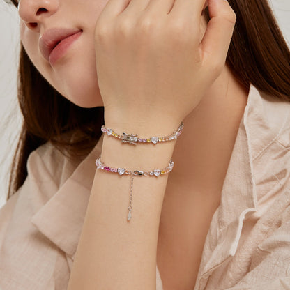 [AURORA]Romantic Heart Shape Round Cut Lover Bracelet