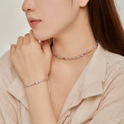 [AURORA]Romantic Heart Shape Round Cut Lover Bracelet