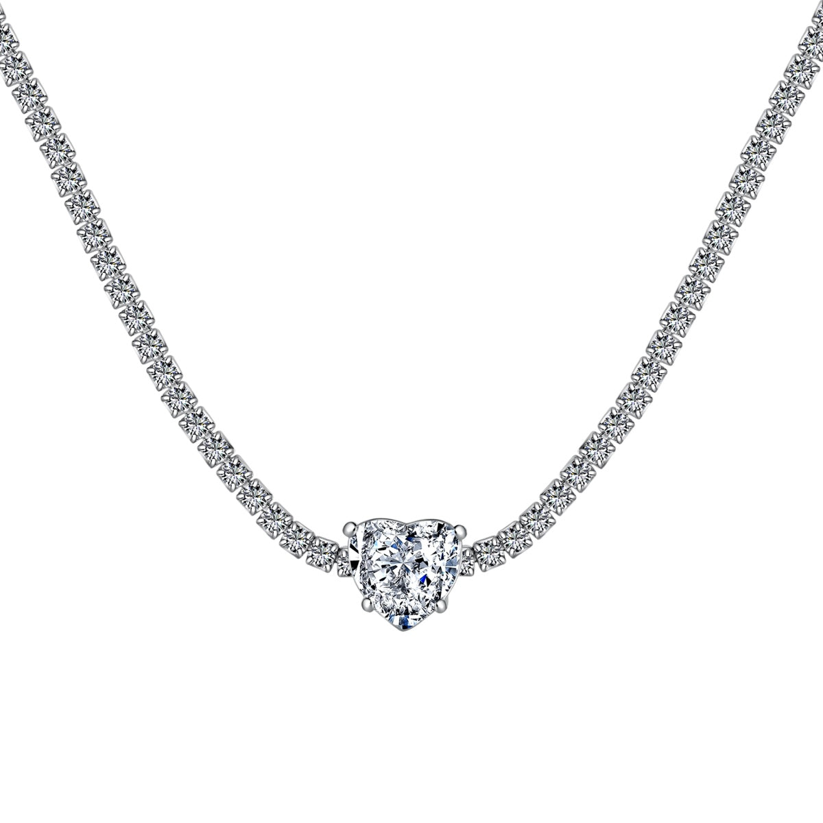 [AURORA]2.0 Carat Sparkling Tennis Heart Cut Necklace