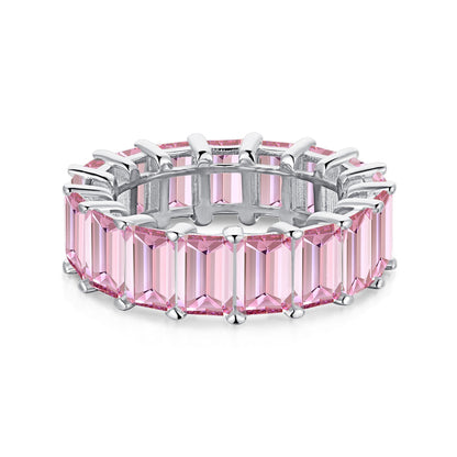 [AURORA]0.75 Carat Elegant Emerald Cut Tennis Ring