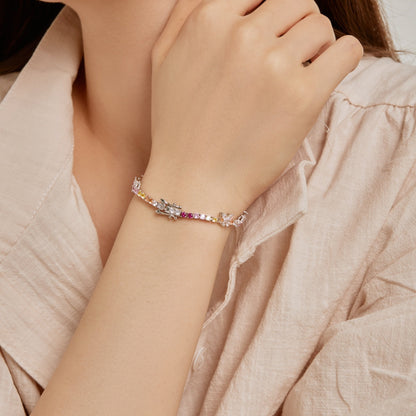 [AURORA]Ornate Colorful Butterfly Shape Round Cut Daily Bracelet
