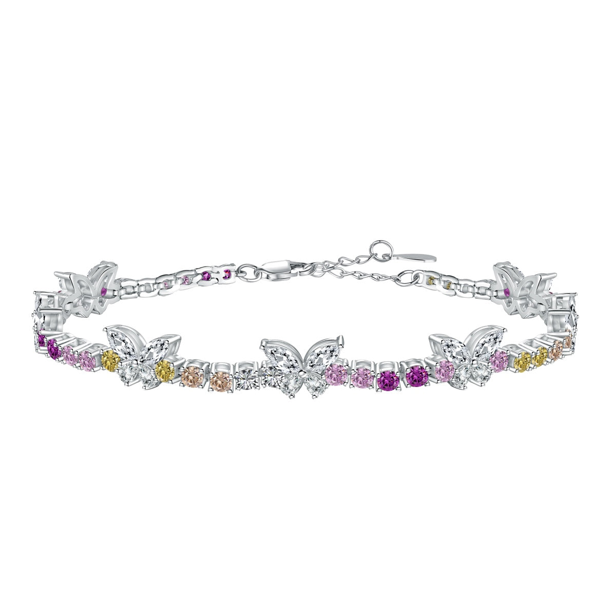 [AURORA]Ornate Colorful Butterfly Shape Round Cut Daily Bracelet