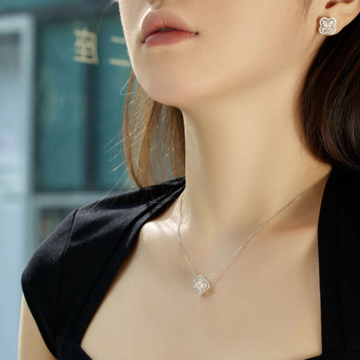 [AURORA]Spliced Lucky Four-Leaf Clover Versatile Necklace