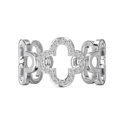 [AURORA]Hollow Design Four-Leaf Clover Flower Shape Ring