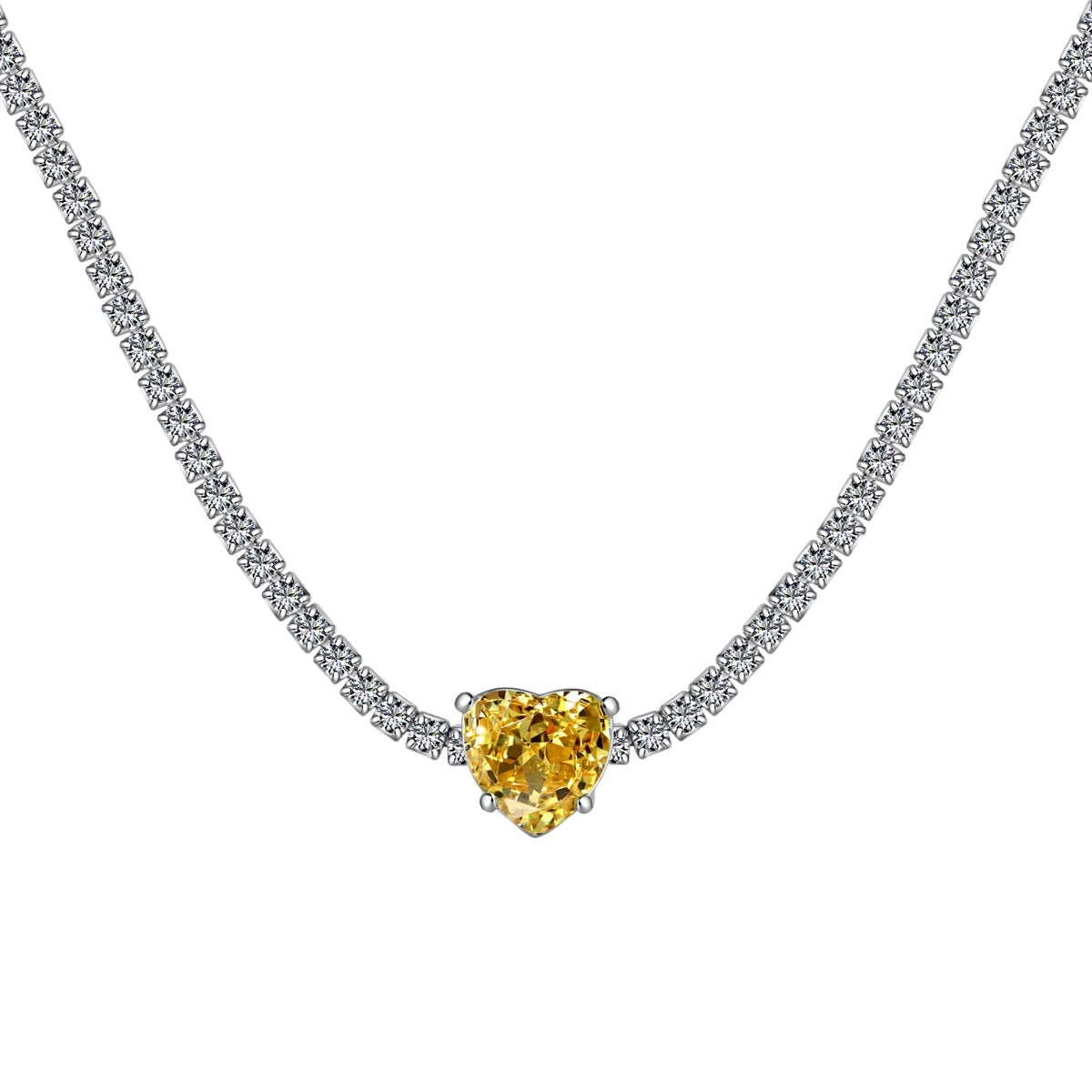 [AURORA]2.0 Carat Sparkling Tennis Heart Cut Necklace