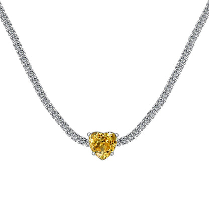 [AURORA]2.0 Carat Sparkling Tennis Heart Cut Necklace