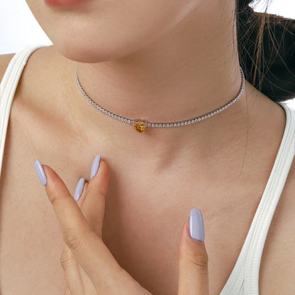 [AURORA]2.0 Carat Sparkling Tennis Heart Cut Necklace