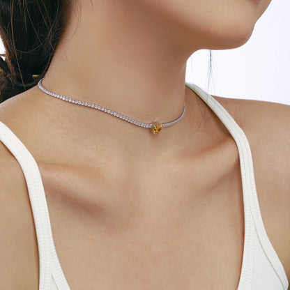 [AURORA]2.0 Carat Sparkling Tennis Heart Cut Necklace