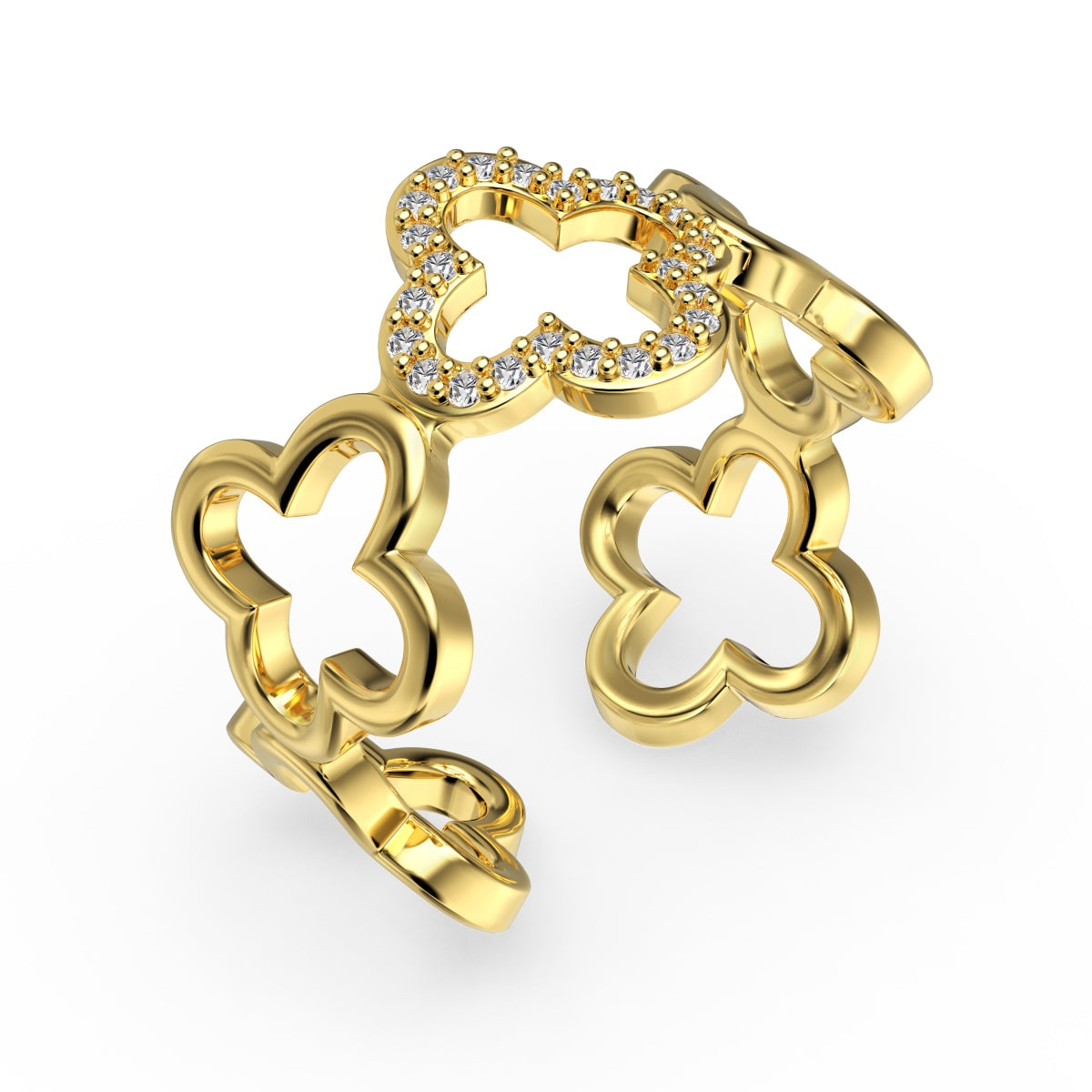 [AURORA]Hollow Design Four-Leaf Clover Flower Shape Ring
