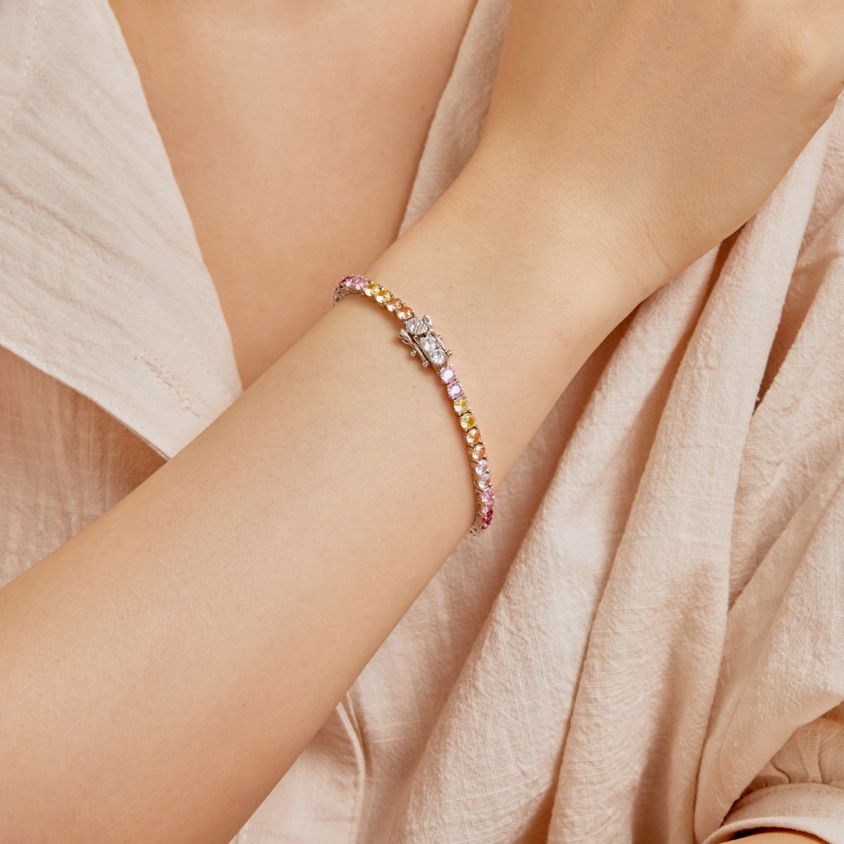 [AURORA]Radiant Colorful Round Cut Tennis Bracelet