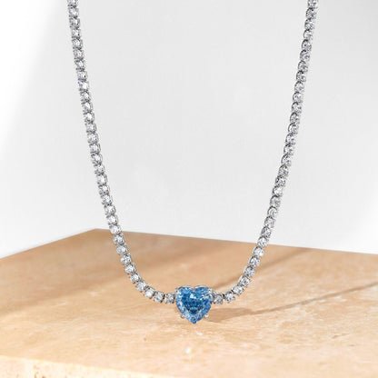 [AURORA]2.0 Carat Sparkling Tennis Heart Cut Necklace