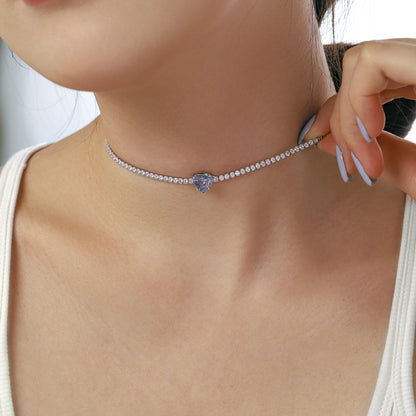 [AURORA]2.0 Carat Sparkling Tennis Heart Cut Necklace