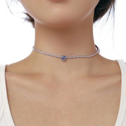 [AURORA]2.0 Carat Sparkling Tennis Heart Cut Necklace
