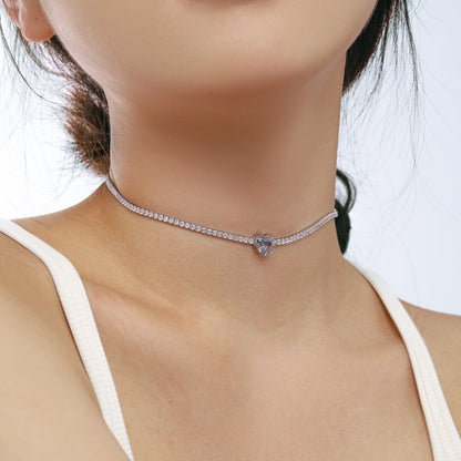 [AURORA]2.0 Carat Sparkling Tennis Heart Cut Necklace