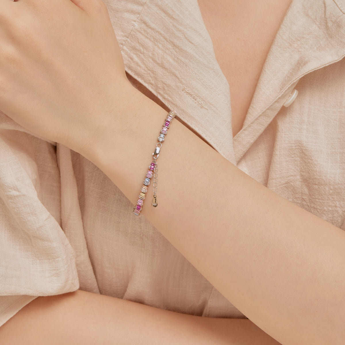 [AURORA]Delicate Colorful Emerald Cut Party Bracelet