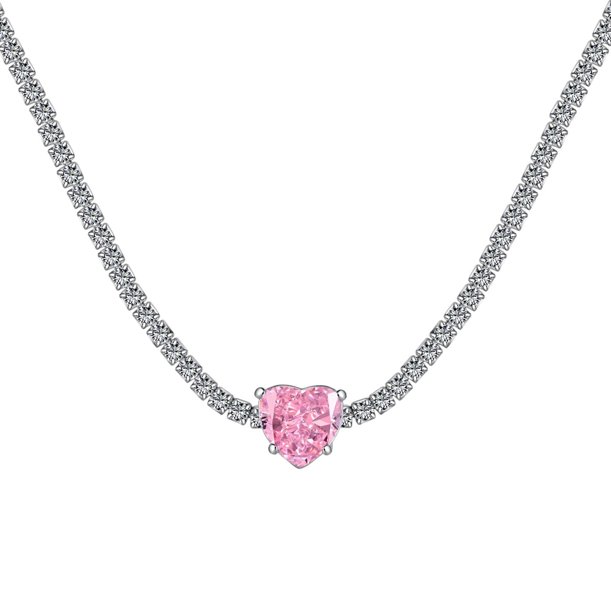 [AURORA]2.0 Carat Sparkling Tennis Heart Cut Necklace